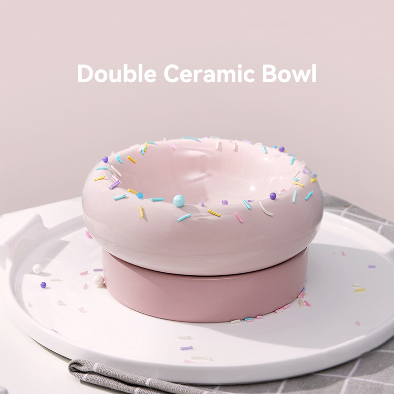 Mačka 2 u 1 zdjelice za hranu i vodu Boja slatkiša Mali psi Dvostruka zdjelica za hranjenje Keramičke povišene hranilice za piće i jelo