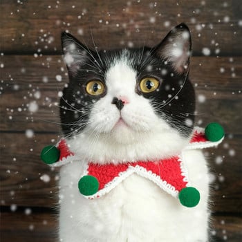 New Pets Шал New Year Pet Cat Колие Декор Котка Куче Коледна яка Котки Аксесоари Нова година Плетена Сладка Красива яка