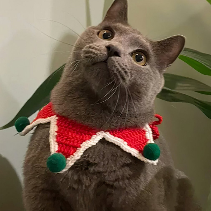 Jauns Mājdzīvnieki Šalle Jaunais gads Pet Cat Kaklarota Dekors Kaķis Suns Ziemassvētku Apkakle Kaķi Aksesuāri Jaunais gads Trikotāžas Jauki Skaista Apkakle
