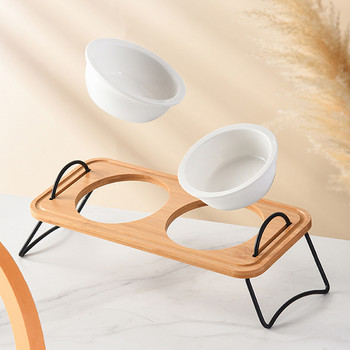 Dogs Double Food Water Bowls Κεραμικοί τροφοδότες για κουτάβια με τροφή νερού με όρθια θέση για γάτα που πίνει τρώει ταΐσματα πιάτων