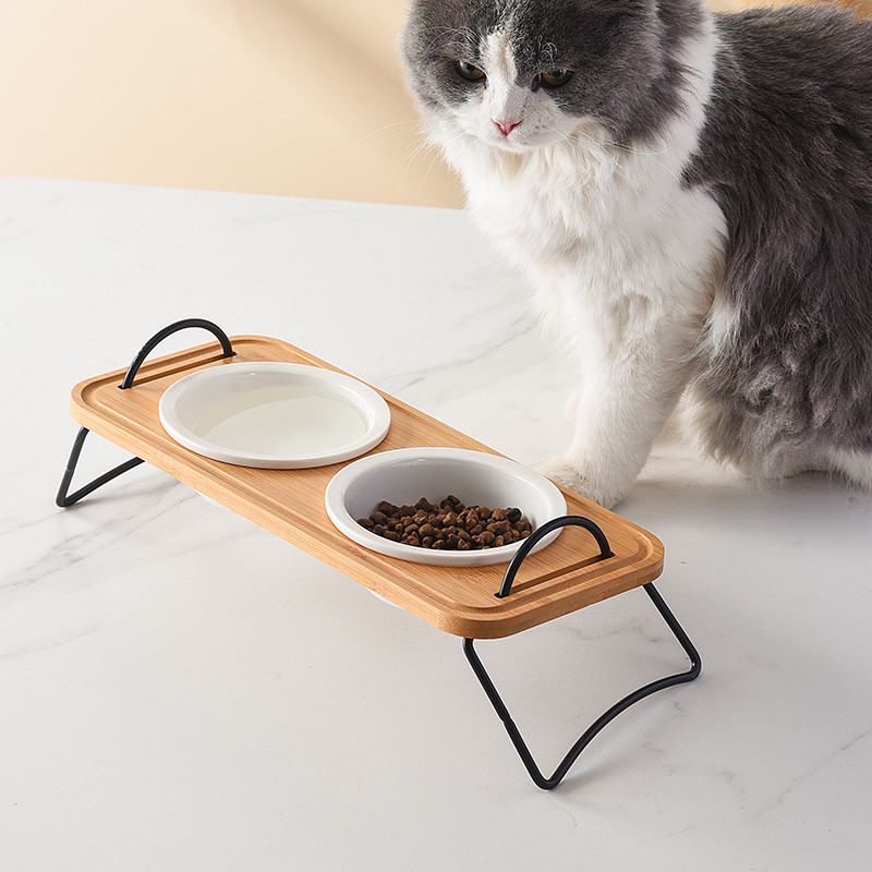 Koerad topelttoiduga veekausid keraamilised kutsikatoidu veesöötjad püstikuga kõrgendatud kassi joomine söömine söötmisnõu