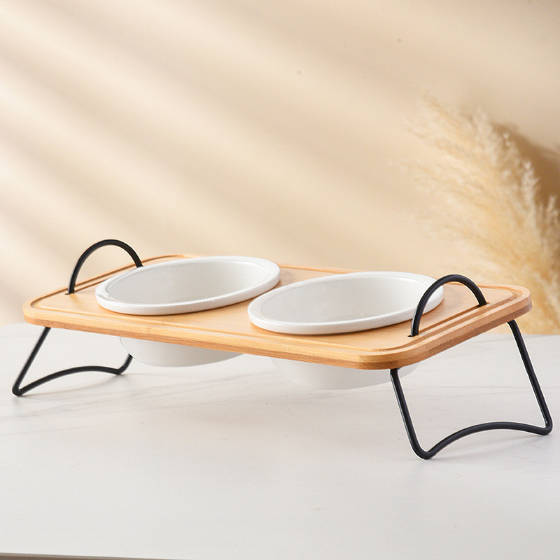 Koerad topelttoiduga veekausid keraamilised kutsikatoidu veesöötjad püstikuga kõrgendatud kassi joomine söömine söötmisnõu