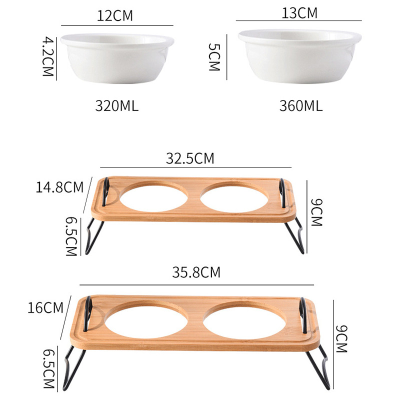 Koerad topelttoiduga veekausid keraamilised kutsikatoidu veesöötjad püstikuga kõrgendatud kassi joomine söömine söötmisnõu