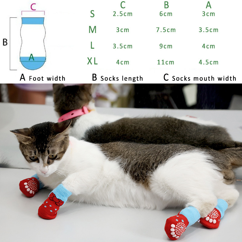 4Pcs/Set S/M/L Za Jesen Zima Šape za grijanje Pamučne protuklizne dodatke za pse Mačke Slatki uzorci Pletene čarape