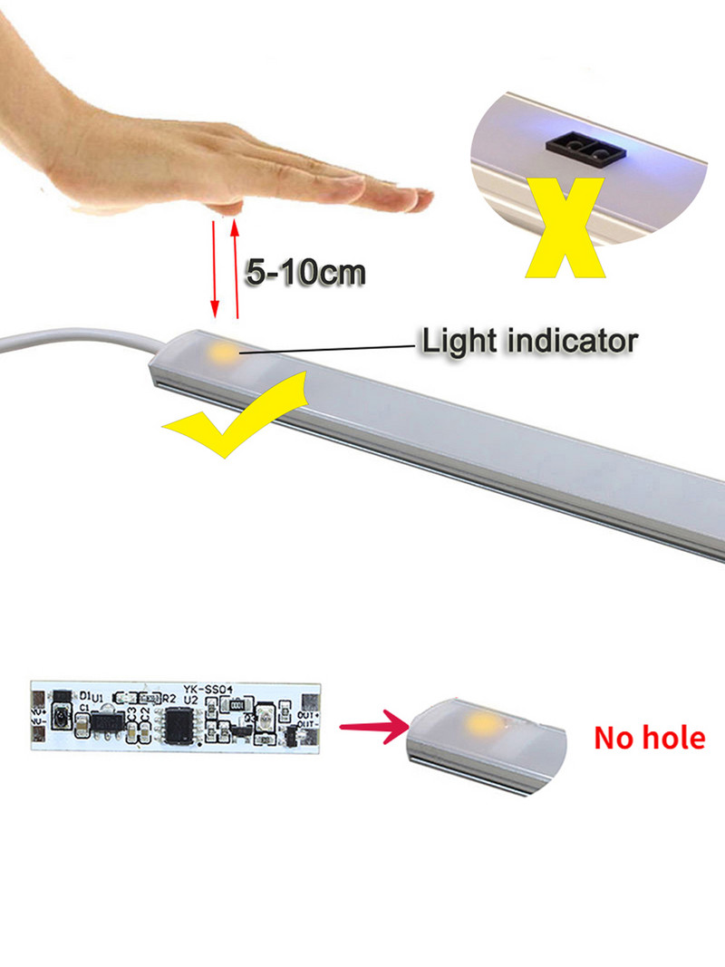 5V 12V 24V 4A Senzorski prekidač s mogućnošću prigušivanja Ručni valoviti prigušivač PIR prekidač za LED trake LED, prekidač na dodir za LED svjetla kuhinjskog ormarića