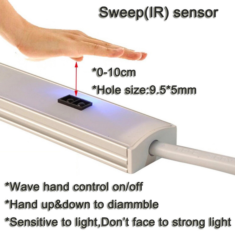 5V 12V 24V 4A Senzorski prekidač s mogućnošću prigušivanja Ručni valoviti prigušivač PIR prekidač za LED trake LED, prekidač na dodir za LED svjetla kuhinjskog ormarića