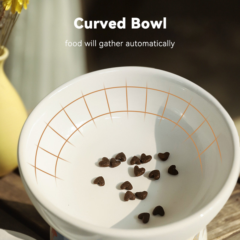 Kaķu keramikas bļoda Japāņu japāņu viļņu lolojumdzīvnieku barība ūdens bļodas paaugstinātas kucēnu dzeršanas ēšanas barotavas Audzēti kaķi Barošanas piederumi