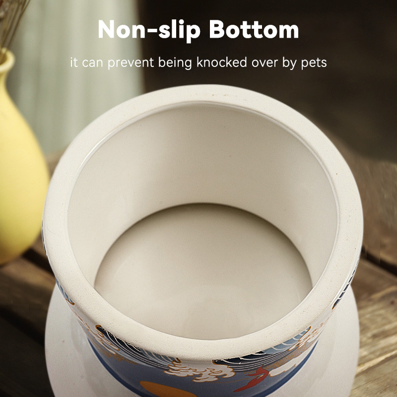 Kaķu keramikas bļoda Japāņu japāņu viļņu lolojumdzīvnieku barība ūdens bļodas paaugstinātas kucēnu dzeršanas ēšanas barotavas Audzēti kaķi Barošanas piederumi