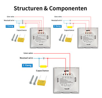 UBARO EU/UK Standard Crystal Tempered Glass Wall Panel Light Touch Switch Led Indicator Sensor Electrical Button 1/2/3Gang 220V