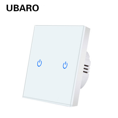 UBARO EU/UK standardne kristallkarastatud klaasist seinapaneel valguse puutelüliti LED indikaatori andur elektriline nupp 1/2/3Gang 220V