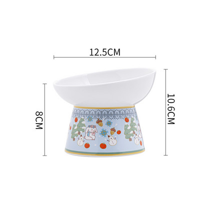 Kaķu keramikas pārtikas ūdens bļoda multfilma Ar rokām apgleznoti mājdzīvnieku dzeršanas ēšanas piederumi Jauki pacelti kaķiem Neslīdoši barošanas piederumi