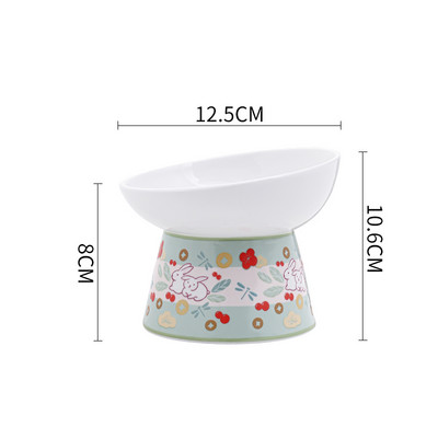 Kaķu keramikas pārtikas ūdens bļoda multfilma Ar rokām apgleznoti mājdzīvnieku dzeršanas ēšanas piederumi Jauki pacelti kaķiem Neslīdoši barošanas piederumi