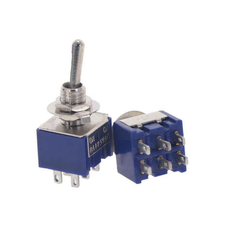 10PC/5PC Miniatuurne lüliti, ühepooluseline kahe viskega SPDT DPDT SISSE-VÄLJA-SEES SISSE-SEES 120VAC 6A 1/4-tolline paigaldus MTS-102 103 202