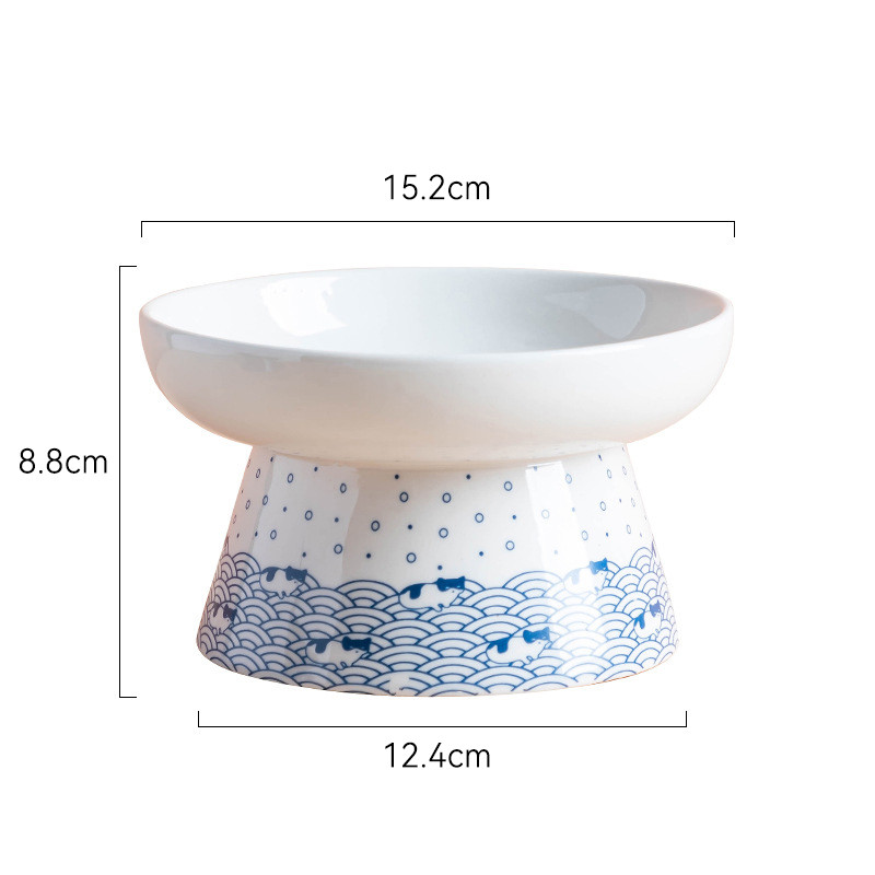 Kaķu keramikas bļoda japāņu stila mazi suņi barība ūdens trauki kaķi kucēnu dzeršana ēšanas piederumi pacelti noliekti mājdzīvnieku barotavas