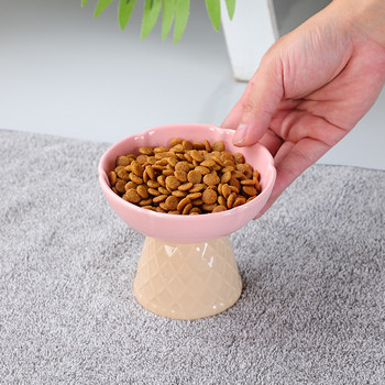 Κεραμικό μπολ με γάτα με χαριτωμένα φαγητά τροφή για κατοικίδια Μπολ για ταΐσματα με νερό Ανυψωμένα ανακλινόμενα κουτάβια σκυλιά που πίνουν προμήθειες φαγητού