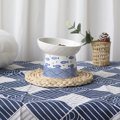 Kaķu keramikas bļodiņas Mazi kucēnu suņi Barība Ūdens Barošanas Bļoda Mājdzīvnieku paaugstināšana Dzērienu un ēšanas padevēji Mājdzīvnieku uzkodu trauks pret apgāšanos