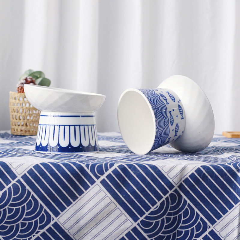 Kaķu keramikas bļodiņas Mazi kucēnu suņi Barība Ūdens Barošanas Bļoda Mājdzīvnieku paaugstināšana Dzērienu un ēšanas padevēji Mājdzīvnieku uzkodu trauks pret apgāšanos