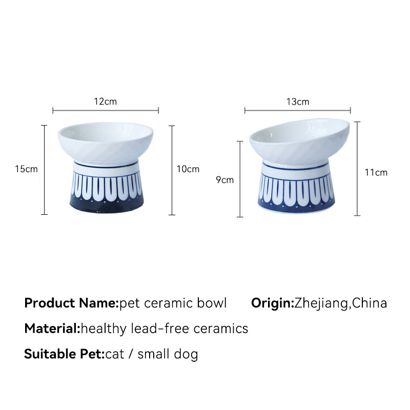Kaķu keramikas bļodiņas Mazi kucēnu suņi Barība Ūdens Barošanas Bļoda Mājdzīvnieku paaugstināšana Dzērienu un ēšanas padevēji Mājdzīvnieku uzkodu trauks pret apgāšanos