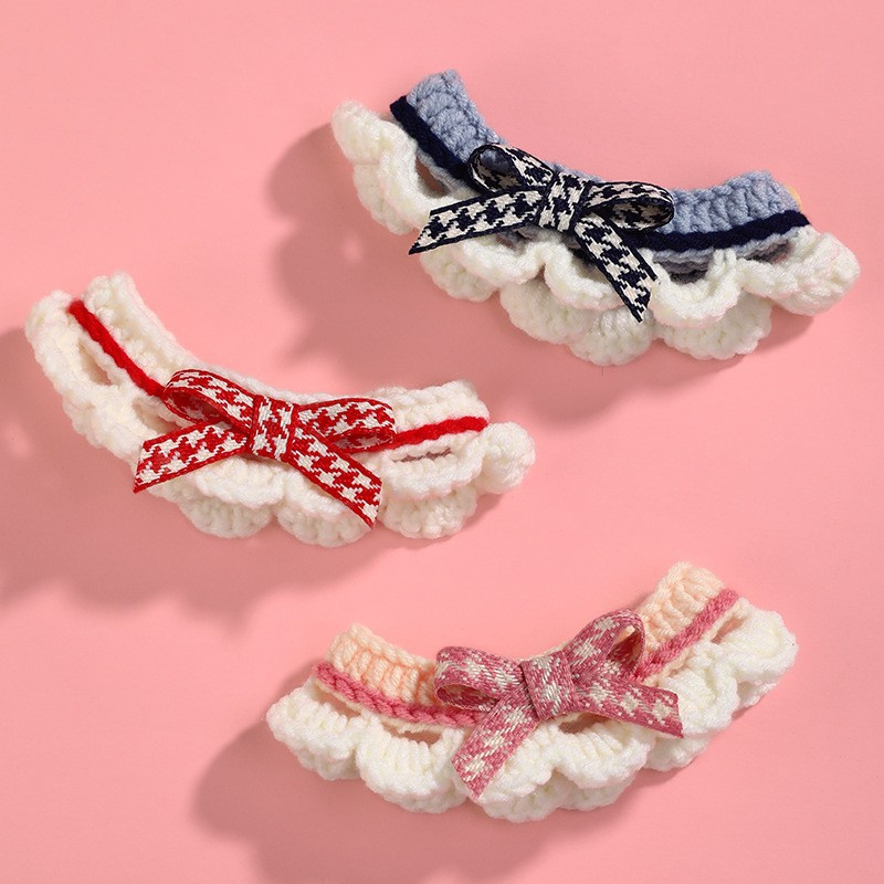 Kassitarvikud lemmikloomatarbed armas süljerätik käsitsi kootud kassipoja kaelarihm kaelarihm lemmiklooma kaelarihm Reguleeritav uus muster Tasuta kohaletoimetamine