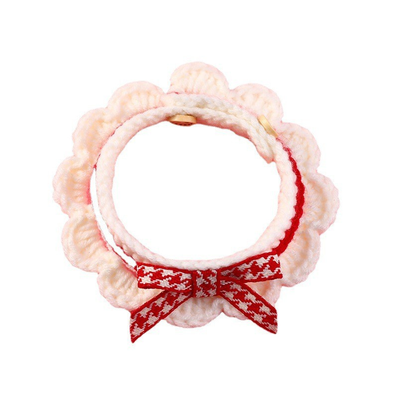 Kassitarvikud lemmikloomatarbed armas süljerätik käsitsi kootud kassipoja kaelarihm kaelarihm lemmiklooma kaelarihm Reguleeritav uus muster Tasuta kohaletoimetamine