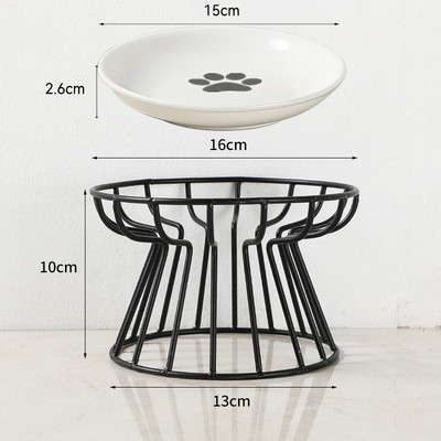 Suņu barības bļoda ar statīvu Kaķu keramika Ūdens trauks Mājdzīvnieka kakla aizsargs Dzeršanas trauks Mazs Vidējs Suņu ūdens padeves šķīvis