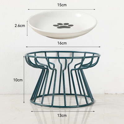 Suņu barības bļoda ar statīvu Kaķu keramika Ūdens trauks Mājdzīvnieka kakla aizsargs Dzeršanas trauks Mazs Vidējs Suņu ūdens padeves šķīvis