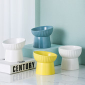 Põhjamaade stiilis kasside keraamiline kauss kutsikate toit Vesi söötmiskauss kõrge jalaga kaitske emakakaela selgroog Koerad kassid söötja tarvikud