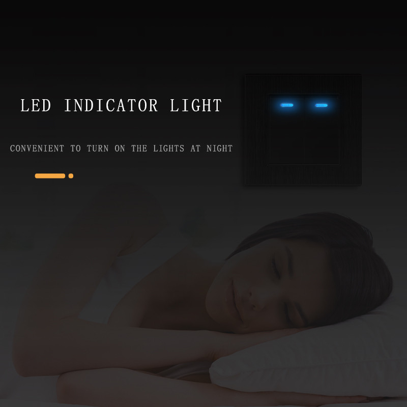 Jhjch Luxury Crystal rūdīta stikla panelis 1 grupas 2 virzienu gaismas slēdzis, ieslēgšanas/izslēgšanas sienas slēdzis ar LED indikatoru 16 A AC 250 V