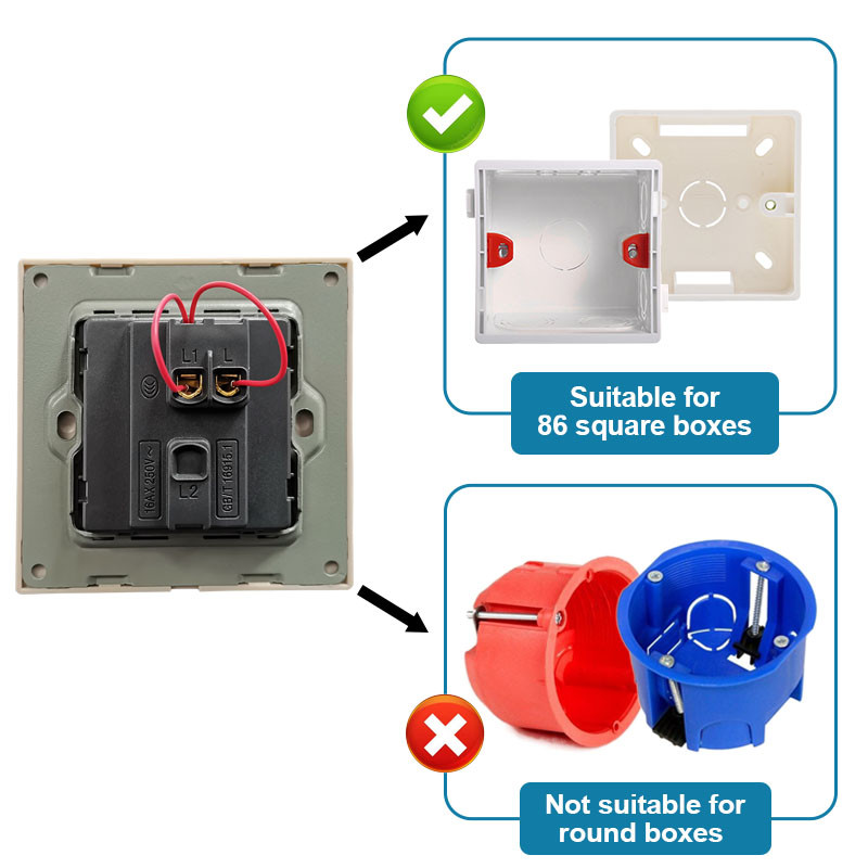 Jhjch Luxury Crystal rūdīta stikla panelis 1 grupas 2 virzienu gaismas slēdzis, ieslēgšanas/izslēgšanas sienas slēdzis ar LED indikatoru 16 A AC 250 V