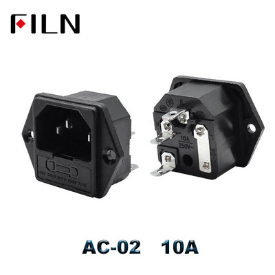 IEC320 C14 električna AC utičnica 3 pinska crvena LED 250 V preklopna sklopka 10 A osigurač ženski muški utični utični konektor 2 pinska utičnica