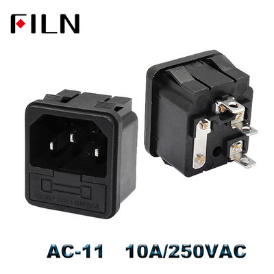 IEC320 C14 električna AC utičnica 3 pinska crvena LED 250 V preklopna sklopka 10 A osigurač ženski muški utični utični konektor 2 pinska utičnica
