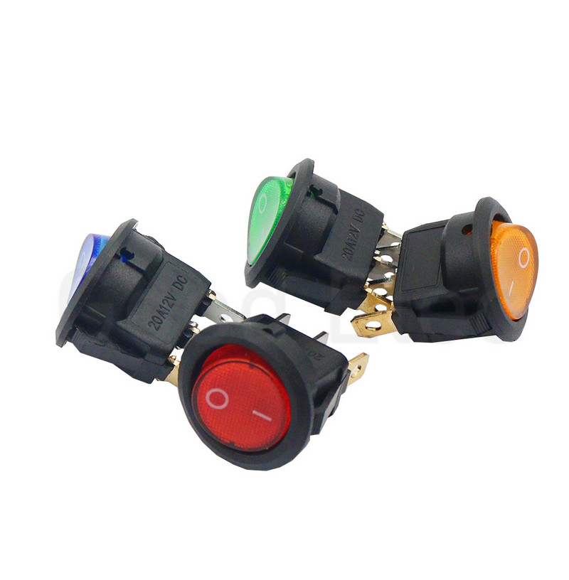 5TK 12V 220V LED valgustatud klahvlüliti 20A 12V nupplüliti Auto nupu tuled SISSE/VÄLJA Ümarvalgusti lüliti