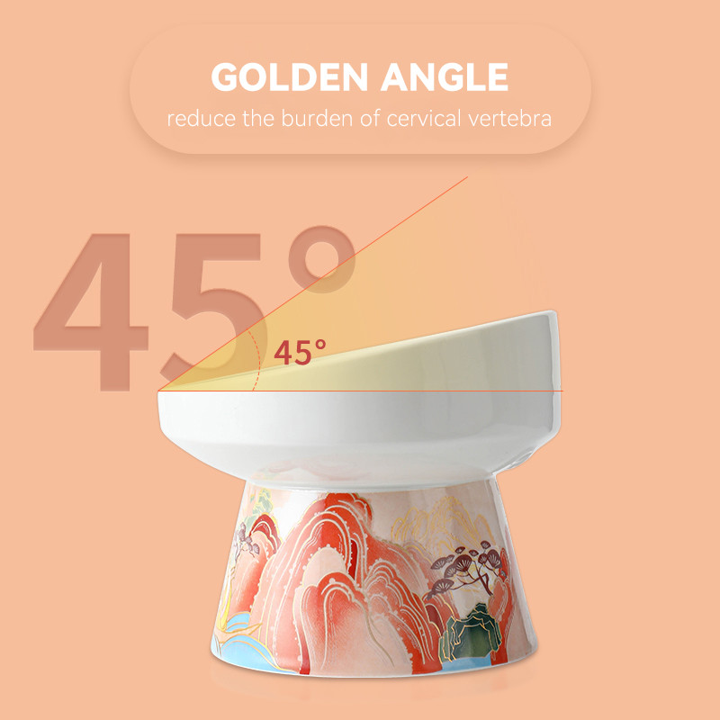 Ķīniešu stila kaķu bļoda keramikas lolojumdzīvnieku barība ūdens barotavas paaugstinātas kaķu dzeršanas ēšanas piederumi mazo suņu barošanas produkti