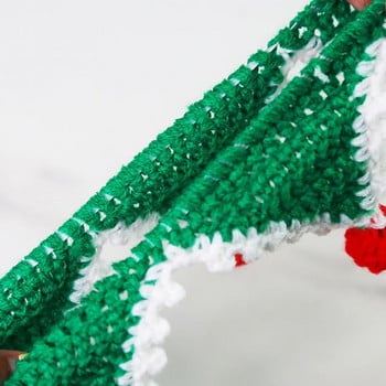 Коледен шал за домашни любимци Котка Куче Зимен плетен шал 5-звезден червен зелен шал Яка за домашни любимци Коледен костюм Коледни аксесоари за кученца