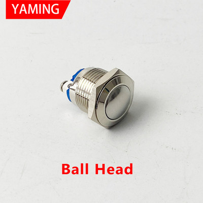 Metalni prekidač s tipkama od 16 mm IP65 Vodootporan poniklani mesing Tipka za samoresetiranje 1NO Visok/Ravan/Oblik Okrugli Trenutačno