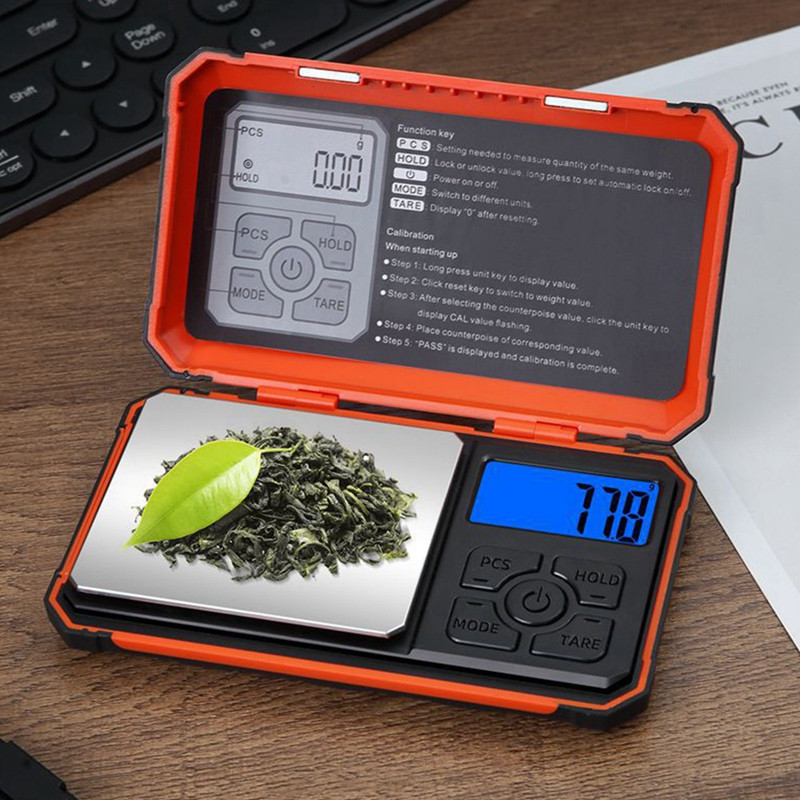 500G/0.01G augstas precizitātes elektroniskie svari LCD displeja fona apgaismojuma rotaslietas lūpu krāsas izgatavošanas svēršanas kabatas svari