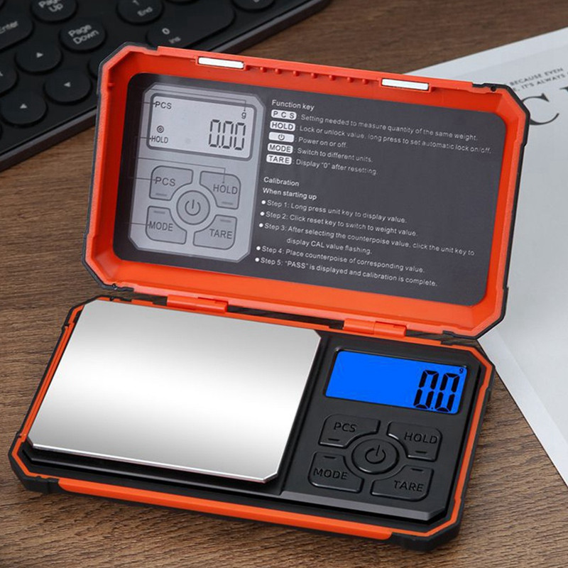 500G/0.01G augstas precizitātes elektroniskie svari LCD displeja fona apgaismojuma rotaslietas lūpu krāsas izgatavošanas svēršanas kabatas svari