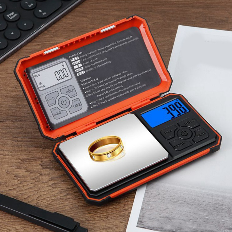 500G/0.01G augstas precizitātes elektroniskie svari LCD displeja fona apgaismojuma rotaslietas lūpu krāsas izgatavošanas svēršanas kabatas svari