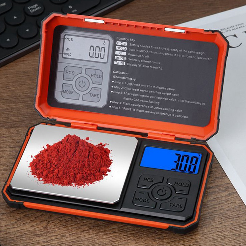 500G/0.01G augstas precizitātes elektroniskie svari LCD displeja fona apgaismojuma rotaslietas lūpu krāsas izgatavošanas svēršanas kabatas svari