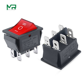 KCD4 1PCS Rocker Switch Διακόπτης τροφοδοσίας ON-OFF-ON 3 Θέσης 6 Ηλεκτρικός εξοπλισμός With Light Switch 16A 250VAC/ 20A 125VA