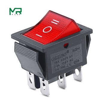 KCD4 1PCS Rocker Switch Διακόπτης τροφοδοσίας ON-OFF-ON 3 Θέσης 6 Ηλεκτρικός εξοπλισμός With Light Switch 16A 250VAC/ 20A 125VA