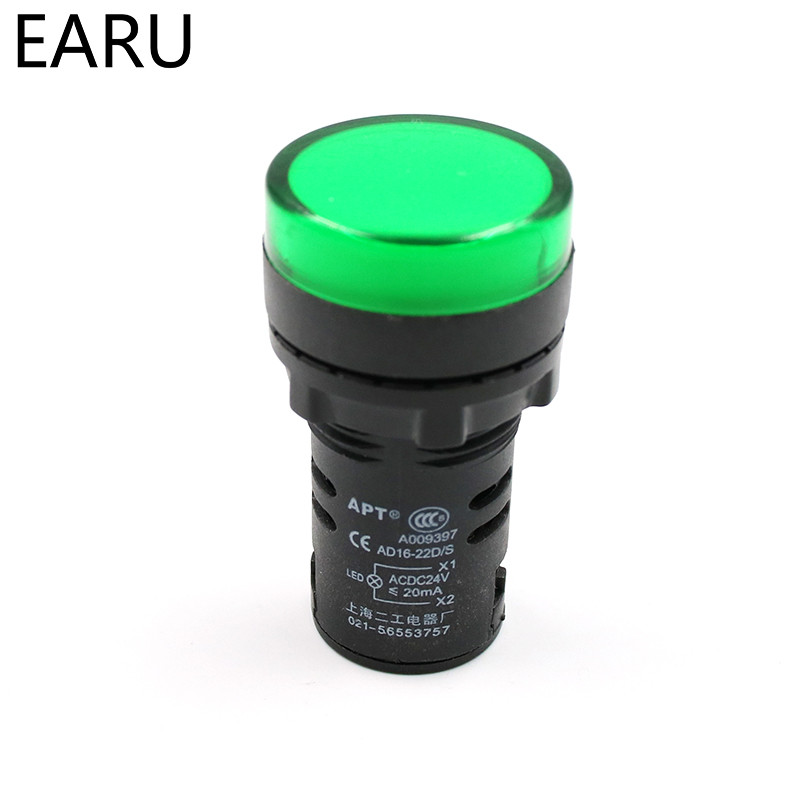 Indikaator signaallambi tuli Veekindel ad16-22ds 22mm AC/DC 12V 24V 110V 220V 380V Punane Roheline Kollane Sinine Valge LED-pirnid 20mA