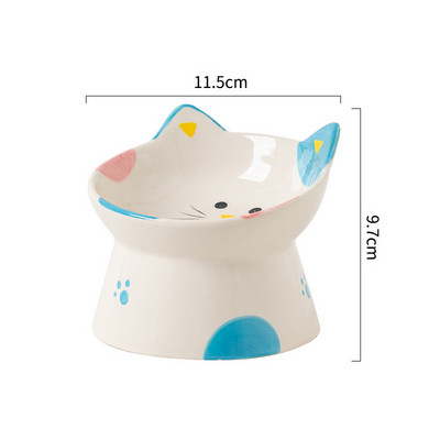 Set keramičkih zdjelica za mačke Hrana za kućne ljubimce Posude za grickalice s vodom Slatke ručno oslikane mačke Hranilice piju jedu Povišena zdjela za štene