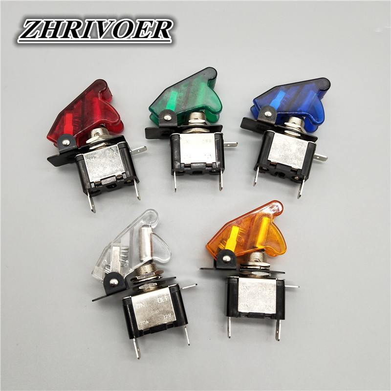 Automobil, brod, kamion, osvijetljeni LED prekidač sa sigurnosnom preklopnom zaštitom za zrakoplov, crveno plavo zeleno žuto bijelo 12V20A