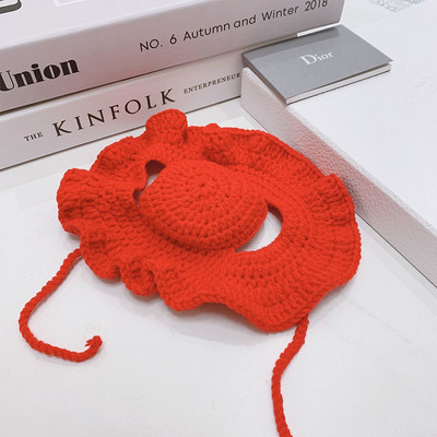 Mājdzīvnieka cepure Delikāts apmales kulonu dekors ar augstu elastību Jauka mājdzīvnieka regulējama siksniņa trikotāžas cepure ballīšu suņu galvassegai