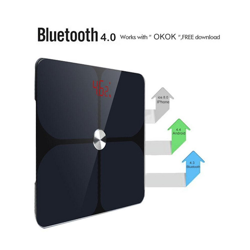 Keharasvakaal põrand Teaduslik nutikas elektrooniline LED digitaalne kaalude tasakaal Bluetooth Fitbit Apple Healthi ja Google`i jaoks