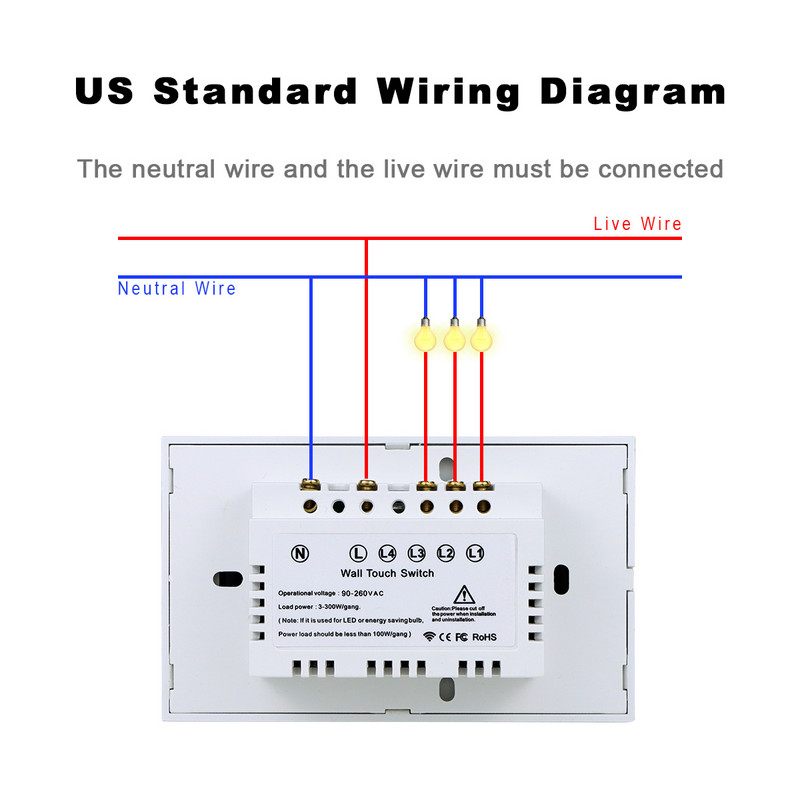 WiFi Light S with Tuya Smart Life Touch sienas slēdzis stikla paneļa lietotne tālvadības balss vadība darbojas ar Alexa Google Home 110V 220V