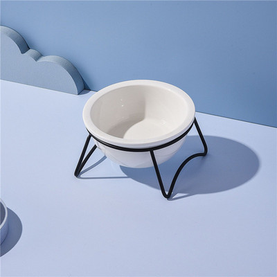 Keramičke dvostruke keramičke zdjele za vodu za mačke Bijeli mali psi koji piju jedu zdjelu za hranjenje sa stalkom Hranilice za zaštitu za vrat kućnih ljubimaca