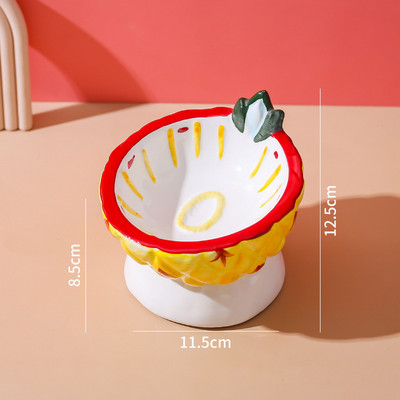 Keramička zdjela za mačke Uzdignuta hrana za kućne ljubimce Hranilice za vodu Ručno oslikano voće u obliku mali psi koji piju pribor za jelo