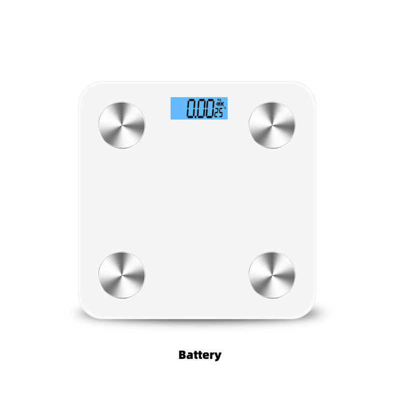 Pieaugušajiem paredzētais digitālais displejs LED ekrāns viedie ķermeņa svari mājas dzīvoklis kvadrātveida rūdīta stikla tauku svēršanas ierīce bezvadu svari